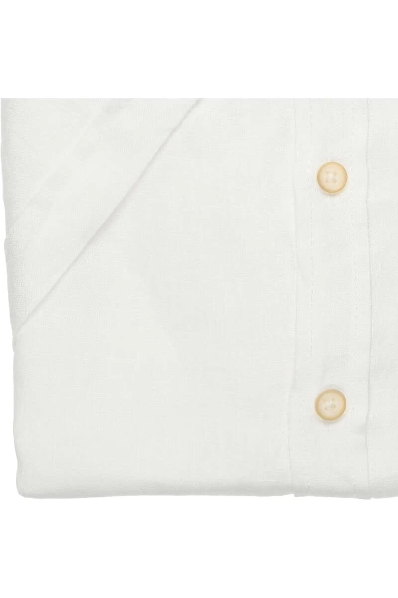 Pure Casual Slim Fit Leinenhemd Weiss, Einfarbig 3 Pure Casual Slim Fit Leinenhemd Weiss, Einfarbig – Bild 3