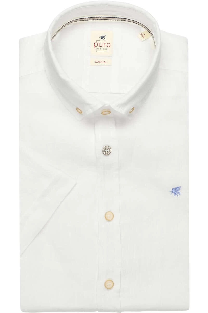 Pure Casual Slim Fit Leinenhemd Weiss, Einfarbig 1 Pure Casual Slim Fit Leinenhemd Weiss, Einfarbig
