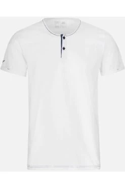 TRIGEMA  Slim Fit T-Shirt Henleykragen Weiss, Einfarbig