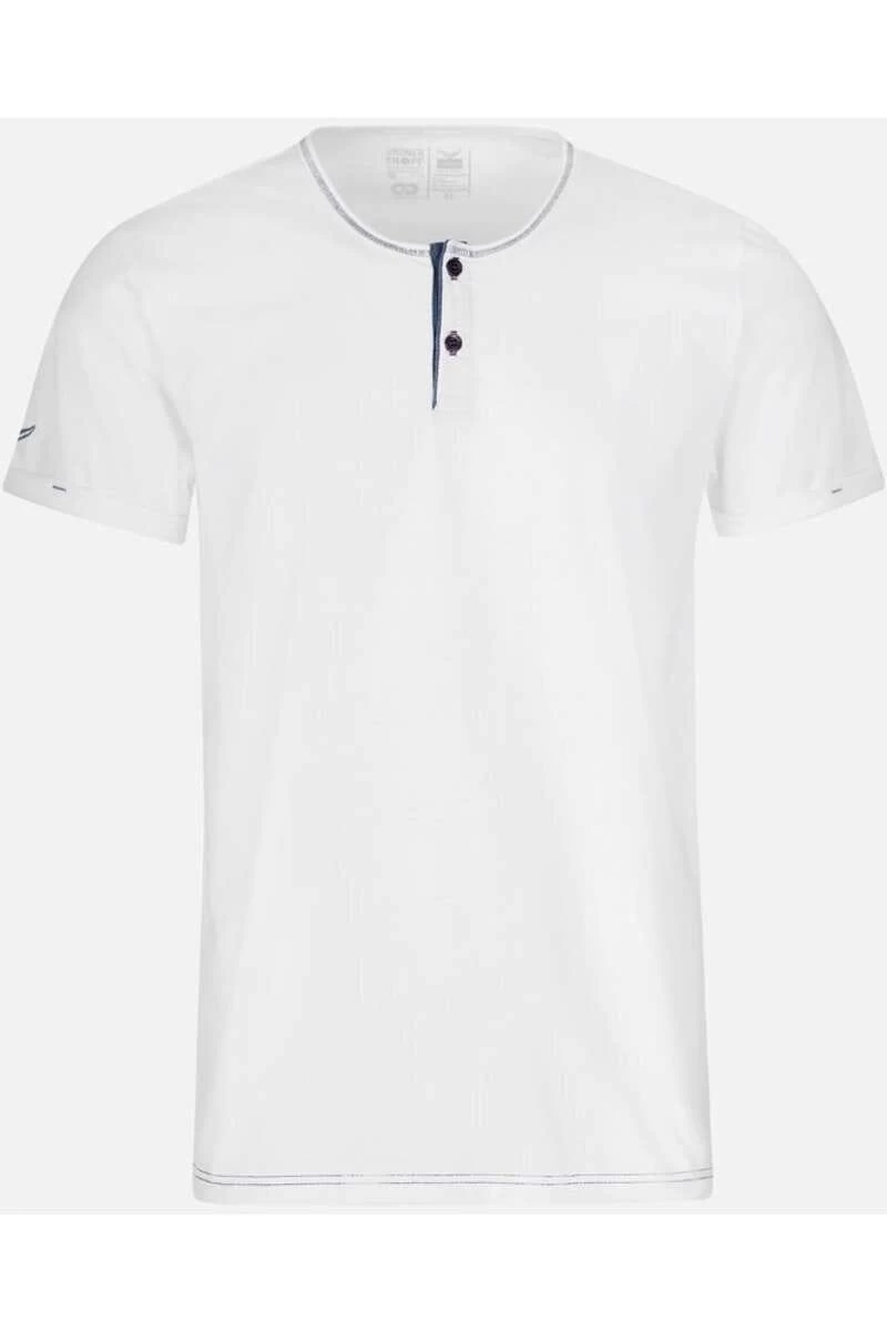 TRIGEMA Slim Fit T-Shirt Henleykragen Weiss, Einfarbig 1 TRIGEMA Slim Fit T-Shirt Henleykragen Weiss, Einfarbig