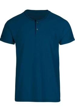TRIGEMA Slim Fit T-Shirt Henley Saphir, Einfarbig