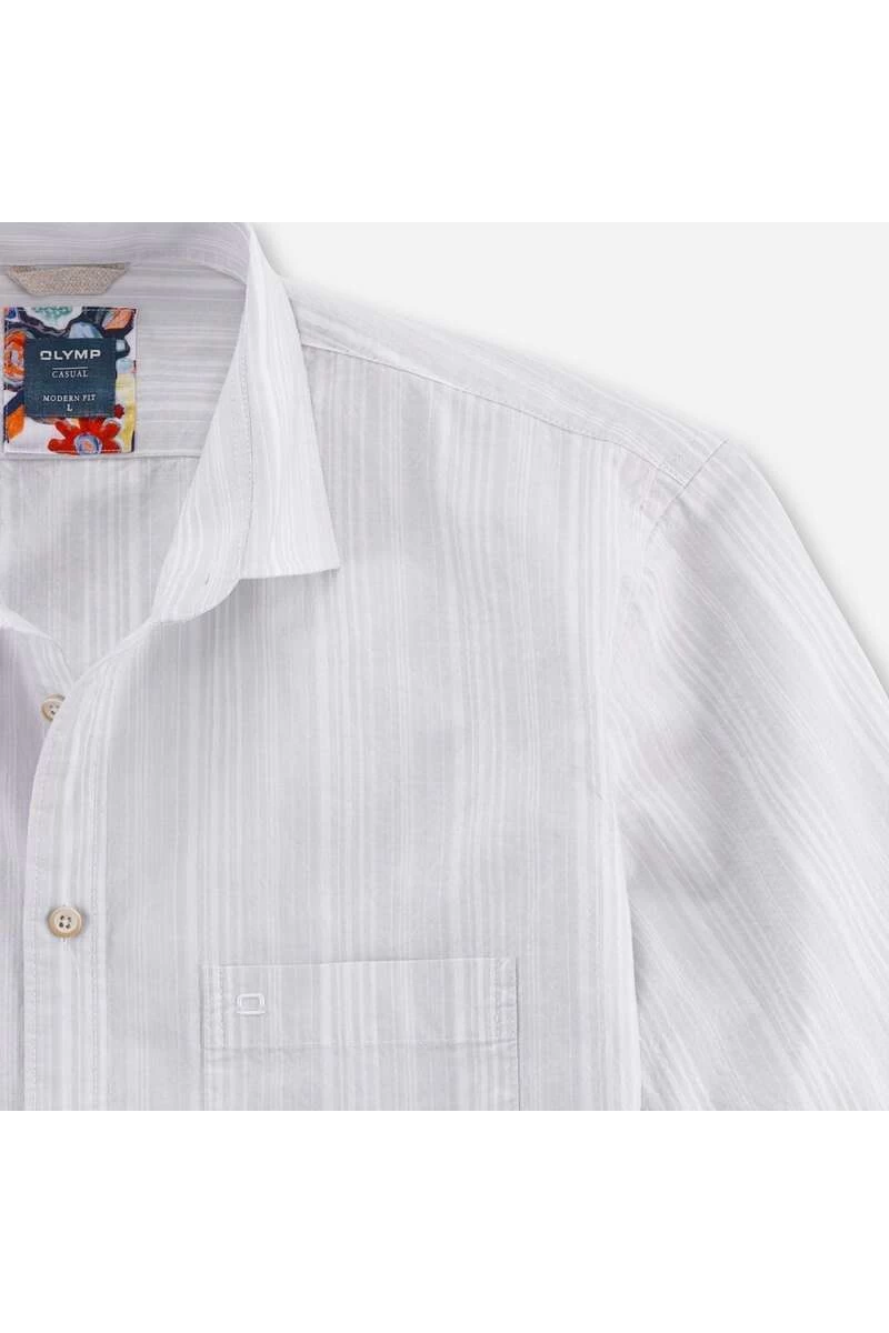 OLYMP Casual Modern Fit Hemd Weiss, Gestreift 2 OLYMP Casual Modern Fit Hemd Weiss, Gestreift – Bild 2