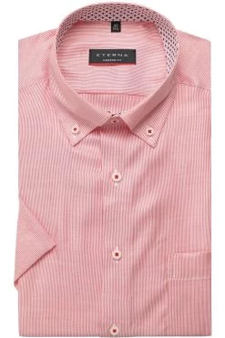 ETERNA Modern Fit Hemd Weinrot, Gestreift