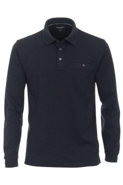Casa Moda Casual Fit Longsleeve Poloshirt Blau, Einfarbig