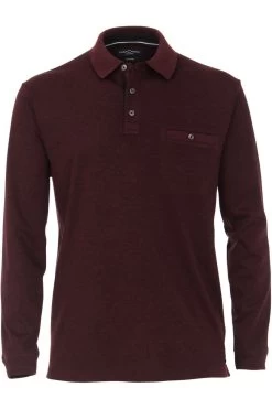 Casa Moda Longsleeve Poloshirt Rot, Gemustert