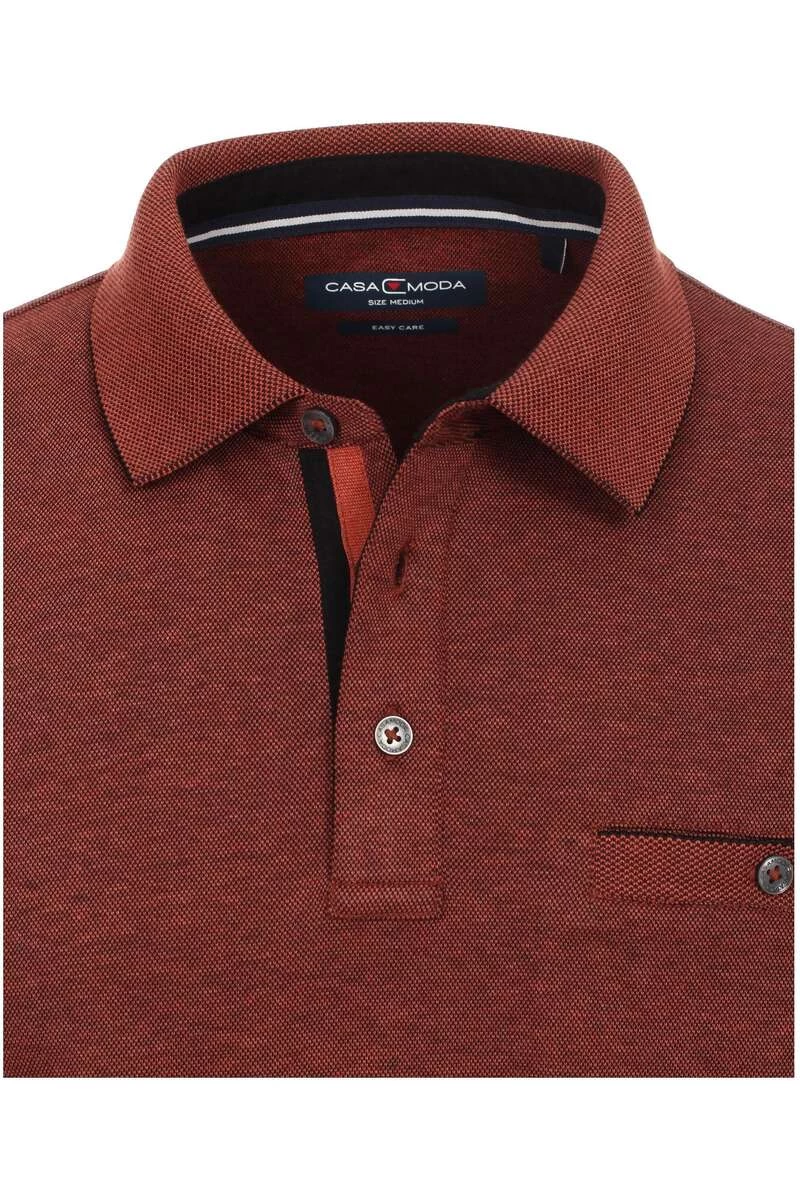 Casa Moda Casual Casual Fit Longsleeve Poloshirt Orange, Gemustert 2 Casa Moda Casual Casual Fit Longsleeve Poloshirt Orange, Gemustert – Bild 2