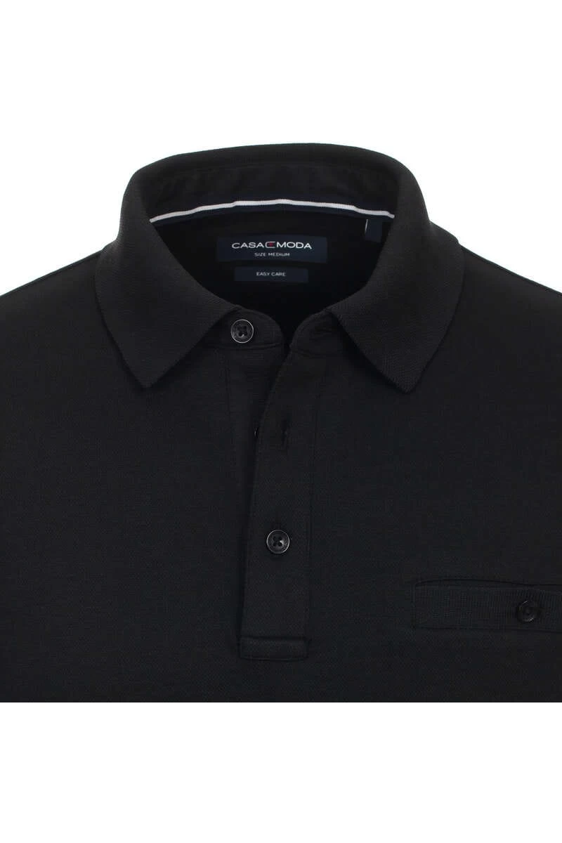 Casa Moda Casual Fit Longsleeve Poloshirt Schwarz, Einfarbig 2 Casa Moda Casual Fit Longsleeve Poloshirt Schwarz, Einfarbig – Bild 2