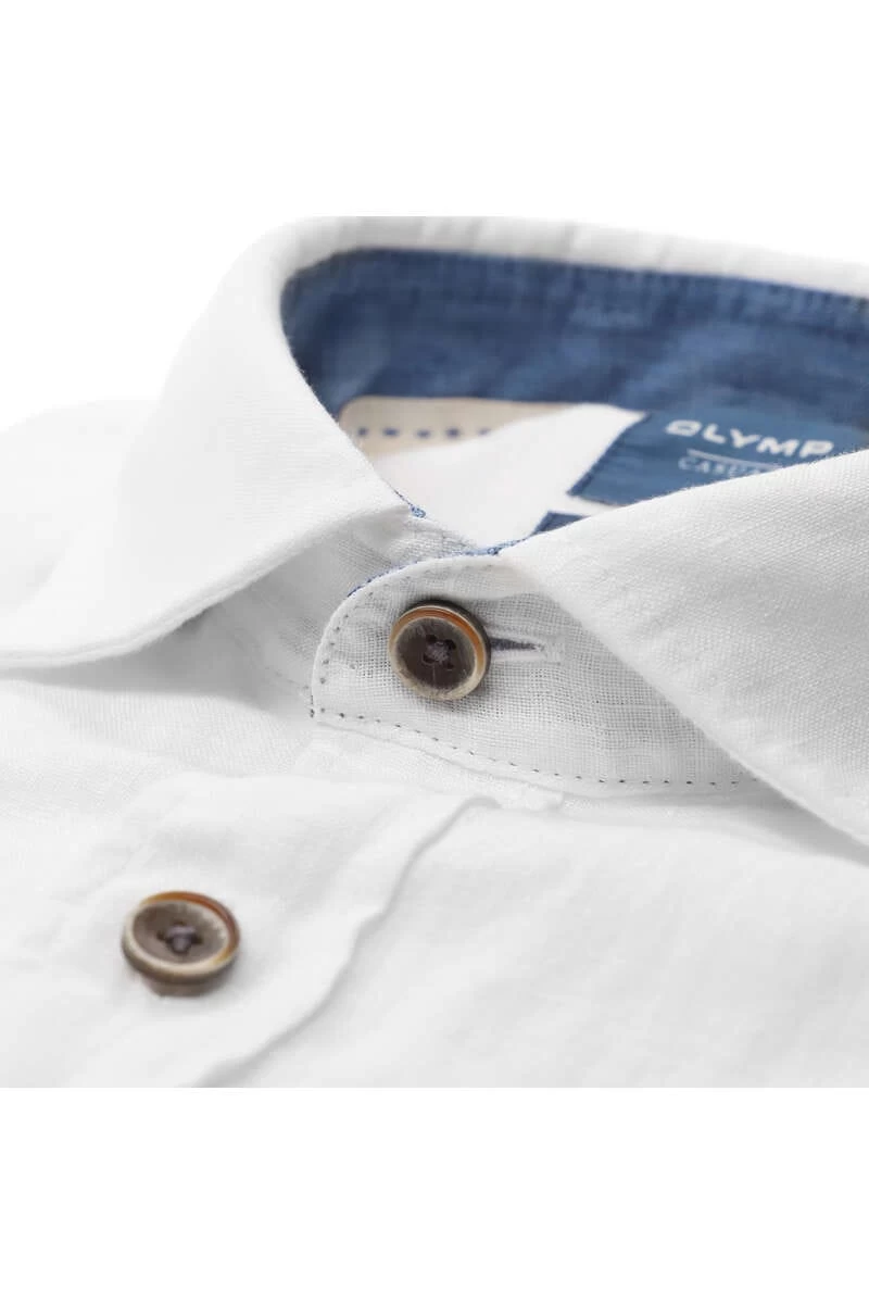 OLYMP Casual Modern Fit Leinenhemd Weiss, Einfarbig 2 OLYMP Casual Modern Fit Leinenhemd Weiss, Einfarbig – Bild 2