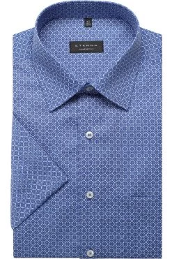 ETERNA Comfort Fit Hemd Blau, Gemustert