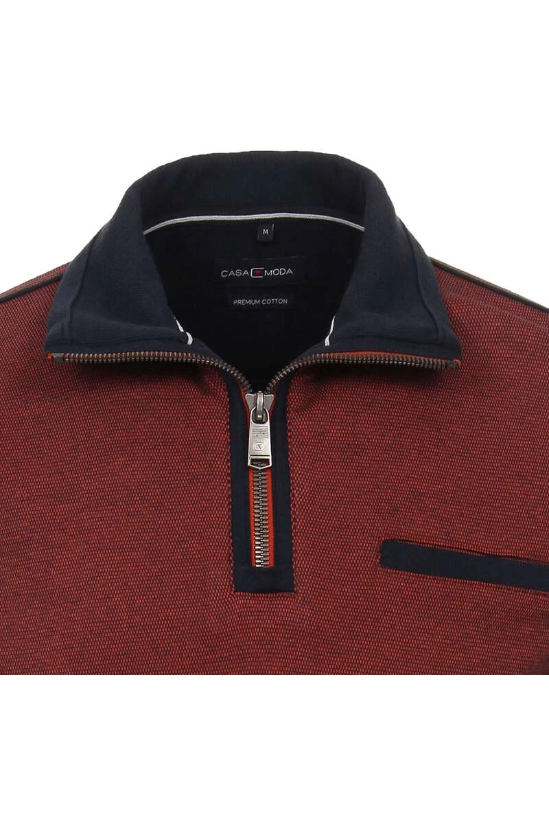 Casa Moda Casual Casual Fit TroyerZip Schwarz/rot 2 Casa Moda Casual Casual Fit TroyerZip Schwarz/rot – Bild 2