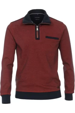 Casa Moda Casual Casual Fit TroyerZip Schwarz/rot