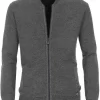 Casa Moda Herren Strickjacke Collegekragen Grün