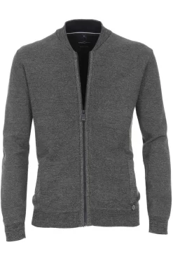 Casa Moda Herren Strickjacke Collegekragen Grün