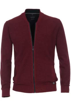 Casa Moda Herren Strickjacke Collegekragen Rot