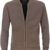 Casa Moda Herren Strickjacke Collegekragen Beige