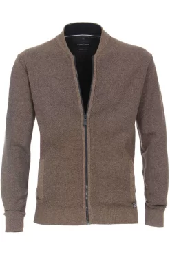 Casa Moda Herren Strickjacke Collegekragen Beige
