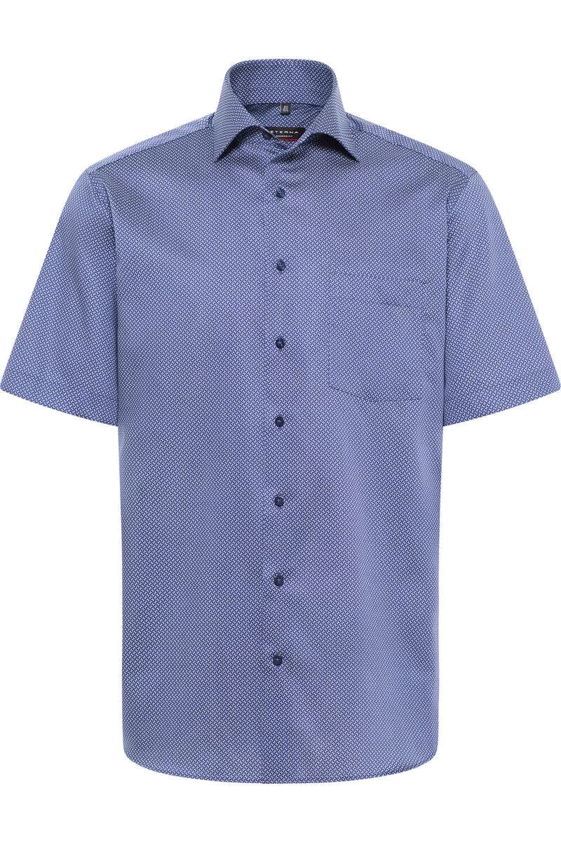 ETERNA Modern Fit Hemd Dunkelblau, Gemustert 1 ETERNA Modern Fit Hemd Dunkelblau, Gemustert