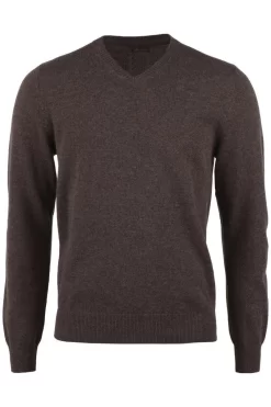 Stenströms Fitted Body Herren Pullover V-Ausschnitt Braun
