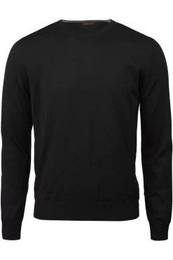 Stenströms Fitted Body Herren Pullover Rundhals Schwarz