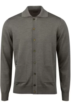 Stenströms Fitted Body CardiganKnopfleiste Dunkelgrün