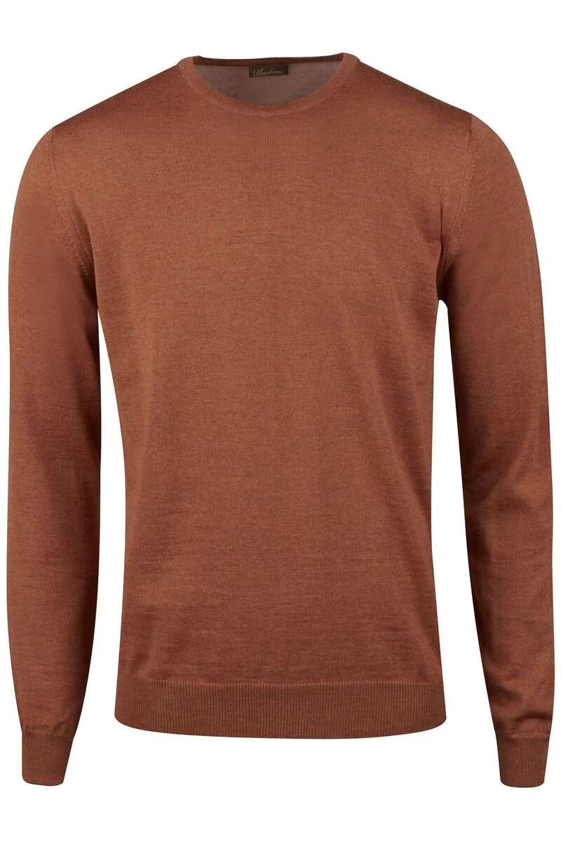 Stenströms Fitted Body Herren Strickpullover Rundhals Braun 1 Stenströms Fitted Body Herren Strickpullover Rundhals Braun