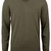 Stenströms Fitted Body Herren Pullover V-Ausschnitt Grün