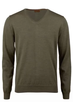 Stenströms Fitted Body Herren Pullover V-Ausschnitt Grün