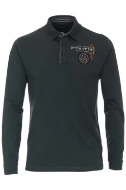 Casa Moda Casual Fit Longsleeve Poloshirt Grün, Einfarbig