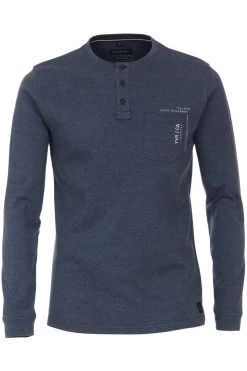 Casa Moda Longsleeve Henleykragen Blau