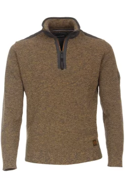 Casa Moda Casual Fit TroyerZip Gelb/braun