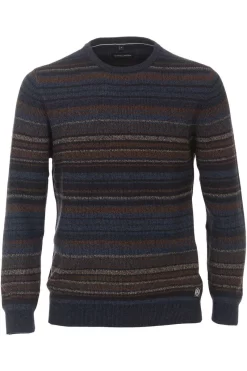 Casa Moda Casual Fit Herren Pullover Rundhals Braun/blau