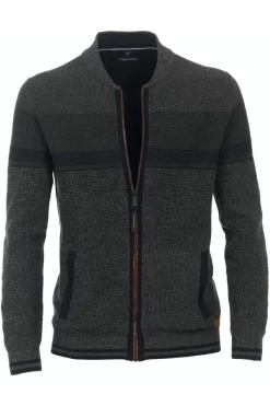 Casa Moda Casual Fit Herren Strickjacke Zip Dunkelgrün