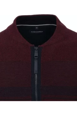 Casa Moda Casual Fit Herren Strickjacke Zip Weinrot -Ho ho ho, Mode in Grün. 423951400 416 3 800