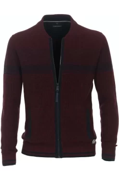 Casa Moda Casual Fit Herren Strickjacke Zip Weinrot