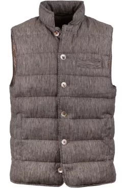 Stenströms Fitted Body Herren Steppweste Knopfleiste Braun