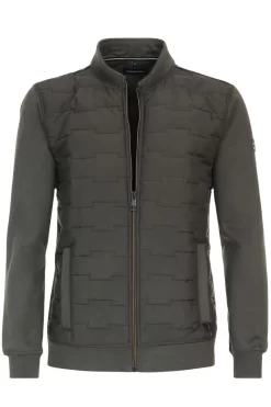 Casa Moda Casual Regular Fit Sweatjacke Rundhals Grün