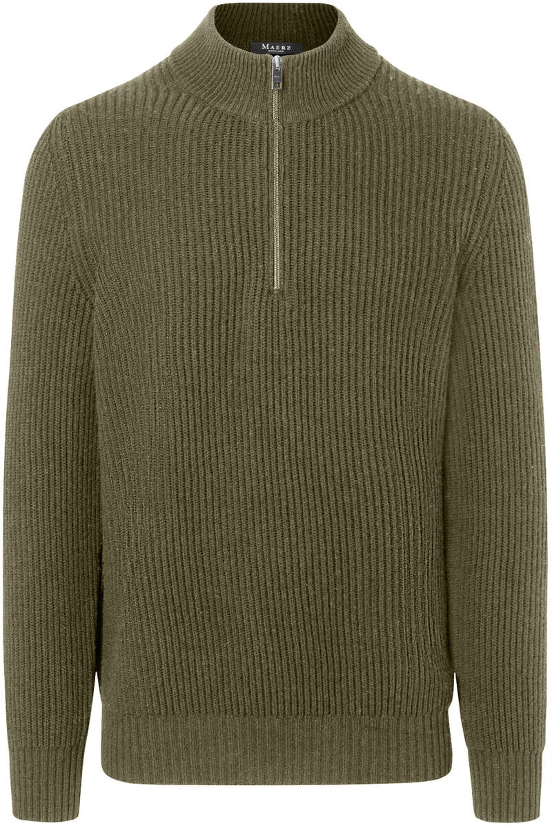 MAERZ Regular Fit Herren Pullover Zip Moos 1 MAERZ Regular Fit Herren Pullover Zip Moos
