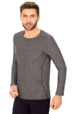 TRIGEMA Longsleeve Rundhals Anthrazit -Ho ho ho, Mode in Grün. 45501 108 8 800