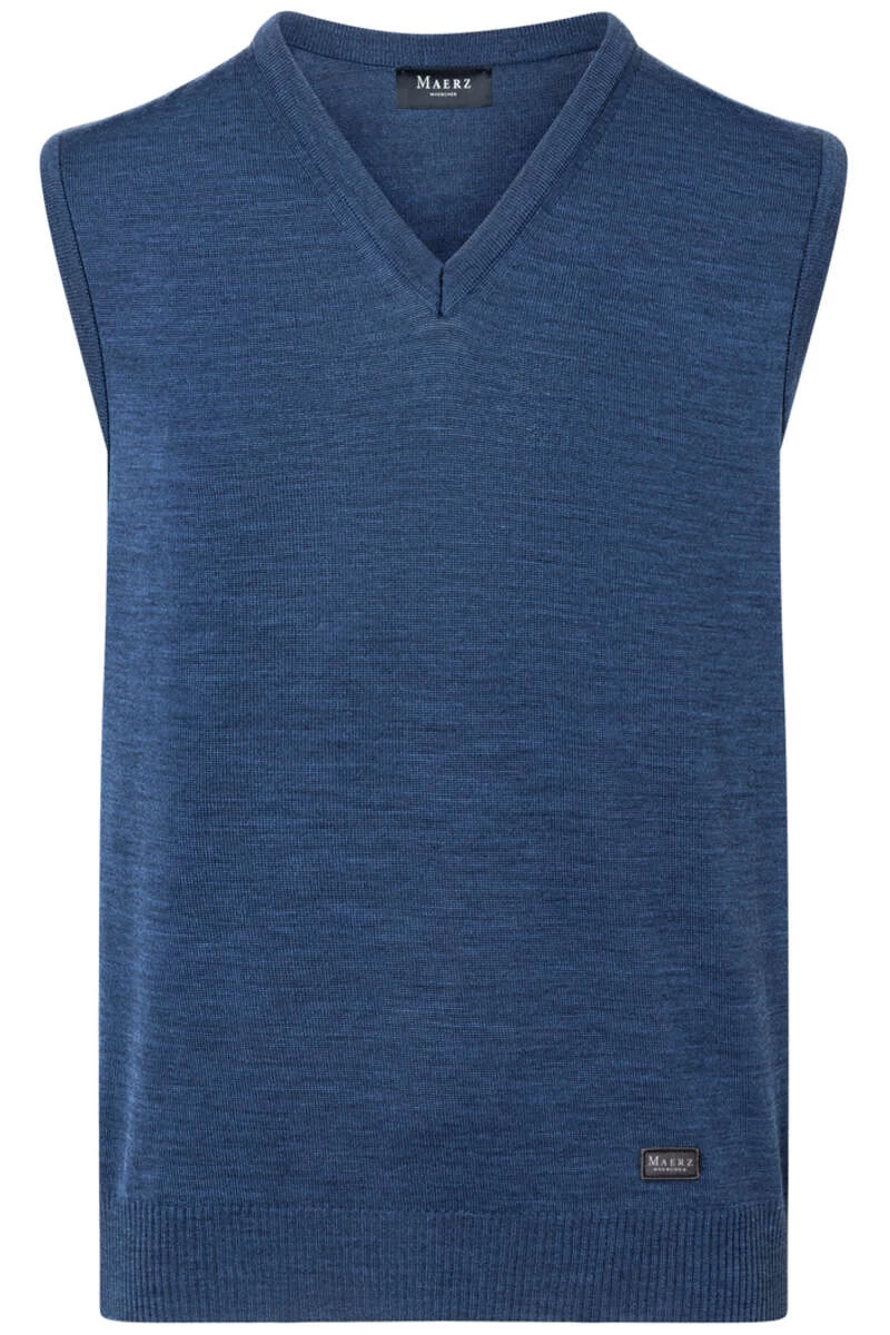 MAERZ Superwash Classic Fit Herren Pullunder V-Ausschnitt Dunkelblau 1 MAERZ Superwash Classic Fit Herren Pullunder V-Ausschnitt Dunkelblau