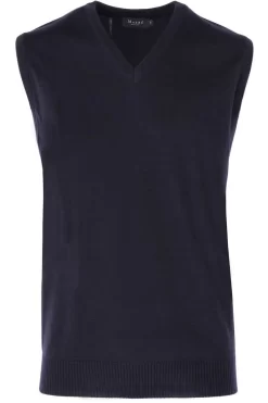 MAERZ Superwash Classic Fit Herren Pullunder V-Ausschnitt Navy