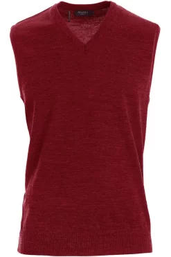 MAERZ Superwash Classic Fit Herren Pullunder V-Ausschnitt Bordeaux