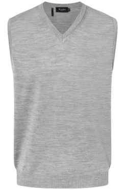 MAERZ Superwash Classic Fit Herren PulloverPullunder V-Ausschnitt Bleigrauhellgrau