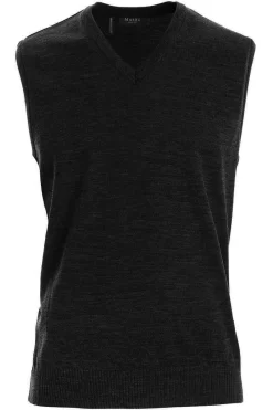 MAERZ Superwash Classic Fit Herren Pullunder V-Ausschnitt Schwarz