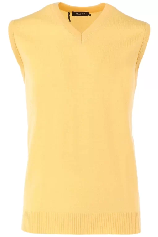 MAERZ Superwash Classic Fit Herren Pullunder V-Ausschnitt Gelb -Ho ho ho, Mode in Grün. 460000 619 800