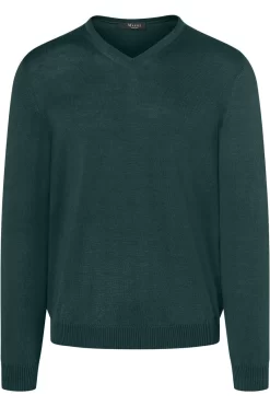 MAERZ Classic Fit Herren Pullover V-Ausschnitt Grün