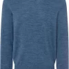 MAERZ Superwash Modern Fit Herren Pullover Rundhals Blau