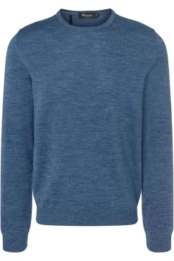 MAERZ Superwash Modern Fit Herren Pullover Rundhals Blau