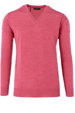 MAERZ Superwash Classic Fit Herren Pullover V-Ausschnitt Himbeer