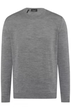 MAERZ Superwash Herren Pullover Rundhals Grau