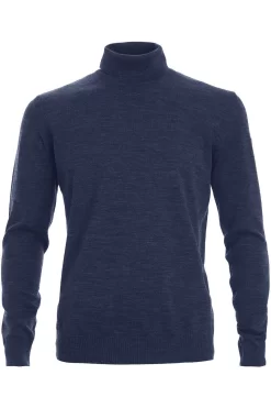 MAERZ Superwash Classic Fit Herren Rollkragenpullover Blau